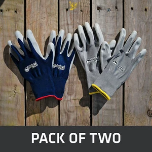 2 Paar Unkraut & Samen Gartenhandschuhe wasserdicht Nitril Palm Beschichtung marinegrau - Bild 1 von 6