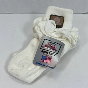 Girl’s Vintage TWO FEET AHEAD Off White T-shirt Ruffle Ankle Sock Sz 6-7 1/2 - Picture 1 of 4