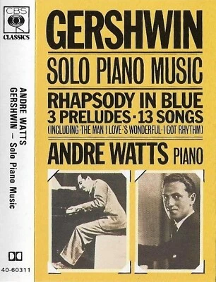 André Watts Gershwin Solo Piano Music CASSETTE ALBUM Rhapsody In Blue 3 Preludes - Image 1 of 4