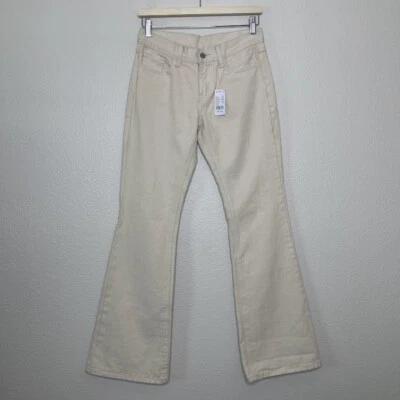 Brandy Melville Jeans Galt Pequeno 28 Creme Flared Bootcut 100% Algodão Denim NOVO - Imagem 1 de 4