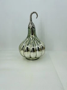 Silber 11"" Quecksilber Glas Kürbis mit Metallstamm NEU - Bild 1 von 2