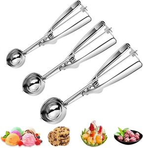 3PCS Ice Cream Scoop,Premium Cookie Scoop Set,Small/Medium/Large Stainless Steel - Picture 1 of 12