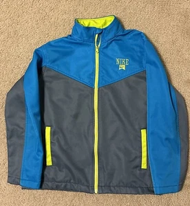 Nike Jacket Boys Size Medium Lime Green Blue Grey Colorblock Full Zip - Picture 1 of 13