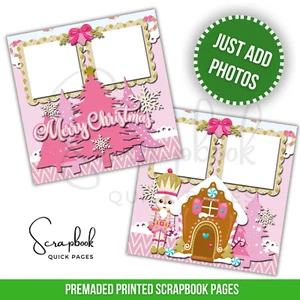 Álbum de recortes rosa Navidad pan de jengibre 2 IMPRESO prefabricado álbum de recortes páginas rápidas 109 - Imagen 1 de 2
