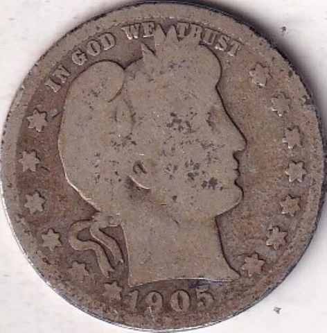 1905-S SILVER Barber Quarter #243 - AG - BEAUTIFUL COLOR - BEAUTIFUL COIN Cover