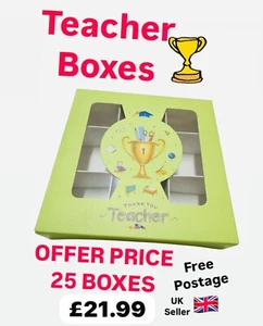 Empty Pick and Mix Sweet/Gift Boxes with Inserts-15x15x3.5cm💙THANK YOU TEACHER - Picture 1 of 3