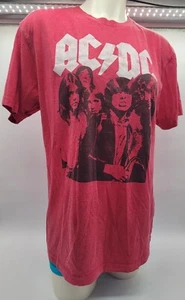 AC/DC T-Shirt Men's Red Short Sleeve Rock Band Logo Graphic Cotton Size Medium M - Picture 1 of 8