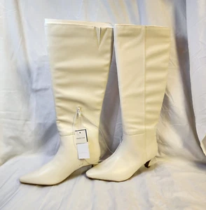 New Universal Threads Women White Knee High Boots Stiletto Heels Pointed Toe 8.5 - Picture 1 of 6