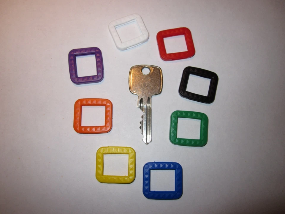 Schlüsselkennringe eckig bunt sortiert Kennring Schlüsselkappe 600199