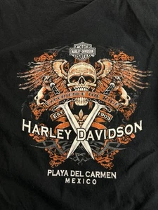 VINTAGE Harley Davidson T-Shirt schwarz Herren Gr. L Large Playa Del Carmen Mexico - Bild 1 von 8
