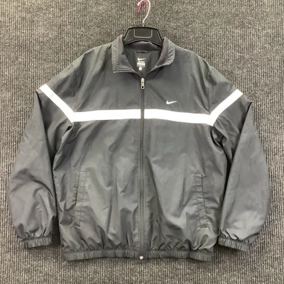 Nike Jacket Mens Large Black White Windbreaker Full Zip Reflective Stripe Track - Image 1 of 4