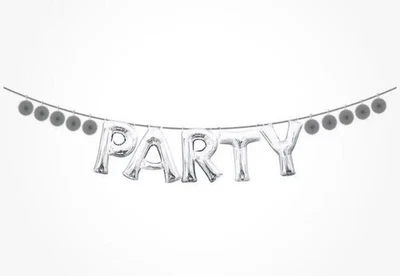 Mini Guirnalda Bola Puff Pañuelo Plateado Hilo Decoraciones Cumpleaños 10 Por Paquete Nuevo Foto 1 de 3