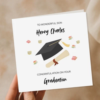 Personalised Graduation Card For Son Celebration Gift Graduation Card - Image 1 of 2