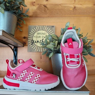 Adidas Disney X Racer Tr23 Minnie Mouse Tenis Rosa Blanco Lunares Niño pequeño 7K Foto 1 de 4