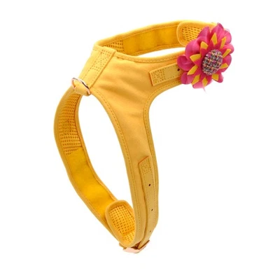 Arnés de microfibra Accent para perros, amarillo vintage con flor, X-pequeño - 14"-16" Foto 1 de 2