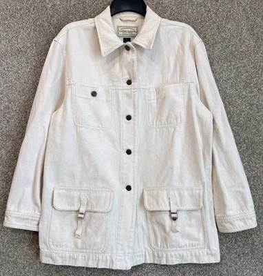 Ralph Lauren Jeans Co Womens Large White Denim Chore Barn Coat Utility Jacket - Image 1 of 4