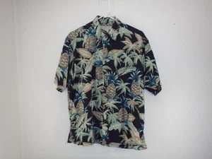Island Republic Mens Shirt Medium Silk Pinapple Aloha Short Sleeve Button Up - Picture 1 of 12