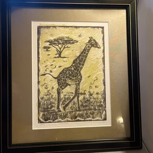 Stephanie Stigliano Radierung signiert limitiert GIRAFFE Serengeti Szene - Bild 1 von 5