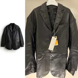 *CHEAP RRP £380* New H&M Designer Rokh Men's Black Genuine Leather Blazer Size L - Picture 1 of 17