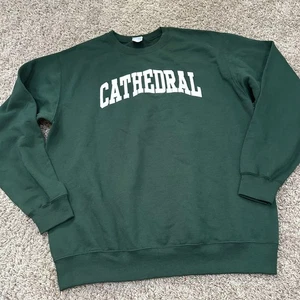 Cathedral Sweatshirt mit Rundhalsausschnitt grün College-Pullover Oberteil Erwachsene Large - Bild 1 von 7