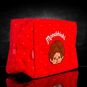 Sekiguchi Monchhichi 7" Red Soft Quilted Zipper Pouch Classic Boy - Picture 1 of 4