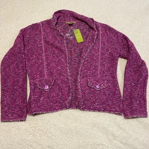 Sigrid Olsen Womens Plum Multicolor Button Up Knit Long Sleeve cardigan size XL - Picture 1 of 9