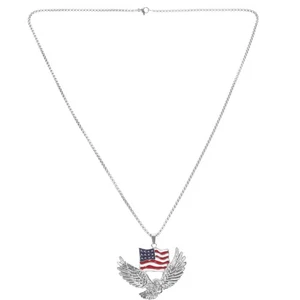 Amerikanischer Flaggenadleranhänger Mann Mit Kette Für Männer Anhängerkette - Picture 1 of 12