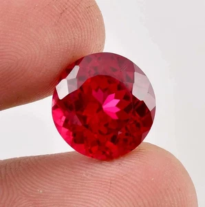 Certified 10 Ct Burmese Ruby Round Cut Blood Red Natural Loose Gemstone - Picture 1 of 6