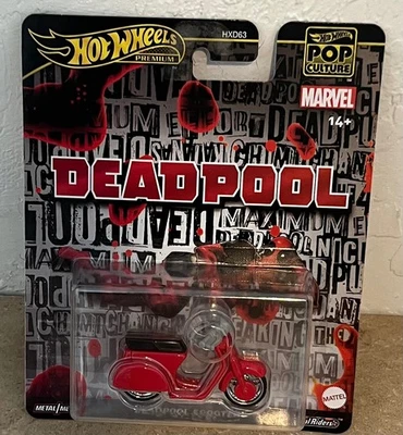 Scooter Deadpool 2025 Hot Wheels Pop Culture rojo fundido a presión Foto 1 de 4