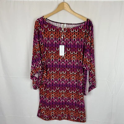 Vestido túnica manga corta Trina Turk Eco manga ala púrpura/naranja M Foto 1 de 4