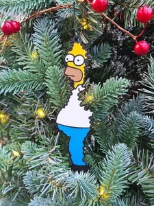 Homer Simpson Hanging Christmas Tree Decoration - The Simpsons Bush Meme Bauble - Bild 1 von 8