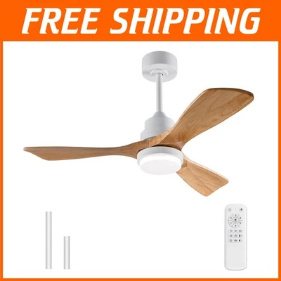 Modern 42 Inch Solid Wood Ceiling Fan with Remote – Perfect for Indoor/Outdoor - Image 1 of 4