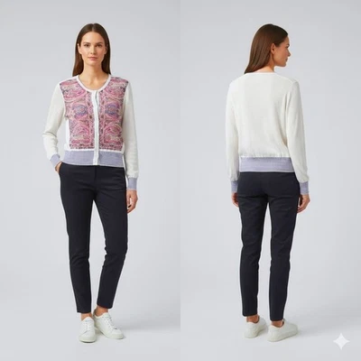 Etro Milano Italy Paisley Print Knit Button Front Cardigan Sweater Women 48 - Image 1 of 4