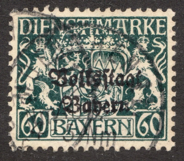 1918 Estado Alemán Bavaria Sc #O30 Oficial - 60pf : Un buen sello postal. Cv$14 Foto 1 de 1