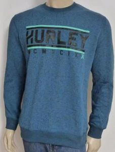 Hurley Stadium Bars Herren blau marmoriert Crew Vlies Sweatshirt Pullover neu mit Etikett - Bild 1 von 3