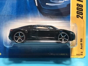 Hot Wheels 2008 New Models Audi R8 Black w Chrome 5 Spokes Carded - Picture 1 of 7