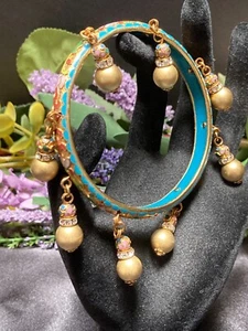 Vintage Heidi Daus/Jim Walters Cloisonné Enamel Rhinestone Bead Dangle Bracelet - Picture 1 of 13