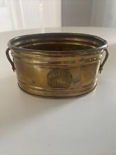 Vintage Solid Brass Oval Tub Planter With Handles & Shell Motif.