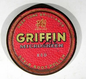 GRIFFIN MICROSHEEN Rosso Vintage Scarpa Lucidante Pubblicità Tin - Foto 1 di 2