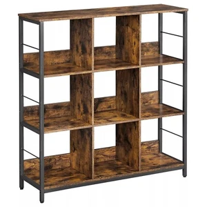 Bookshelf Bookcase Compartments Storage Shelving Rustic Brown Black LLS112B01 - Picture 1 of 6