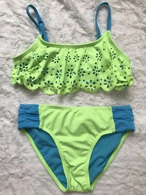 Bikini Justice para niñas, talla 10, lima y aguamarina, EXCELENTE Foto 1 de 4