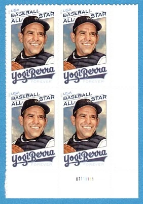 Scott #5608, MNH, Plate Block of 4, Forever, Yogi Berra (2021) - Image 1 of 2