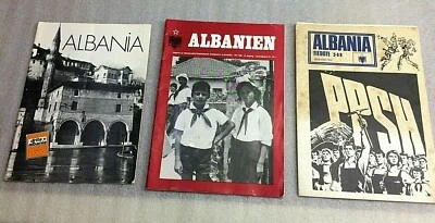 old 3 ALBANIA magazines books-Enver Hoxha-communism time-illustrated-3 languages - Image 1 of 2