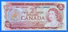 1974 Canada 2 Dollars Banknote Elizabeth Ii Free Shipping