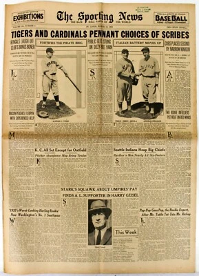 1936 SPORTING NEWS BASEBALL MAGAZINE ORIGINAL 3 19 1936 - Image 1 of 3