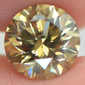 Round Cut Diamond Fancy Champagne Color Loose SI1 Certified Enhanced 2.14 Carat - Picture 1 of 9