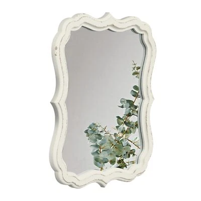 Rustic White Small Scalloped Wall Mirror 12" X 15" Mirror Wall Decor Decorative  - Image 1 of 4