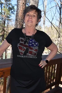 God Bless America  Flag rhinestone shirt or tank XS S M L XL XXL 1X 2X 3X 4X 5X - Picture 1 of 13