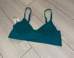 Aerie Ribbed Soft V Neck Bralette Bra Pullover Modal Blend Womens S Small Green - Picture 1 of 6