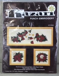 Vintage Lazaro Punch Nadel Stickset Neu Erdbeeren Blumen ergibt 3 Projekte - Bild 1 von 5